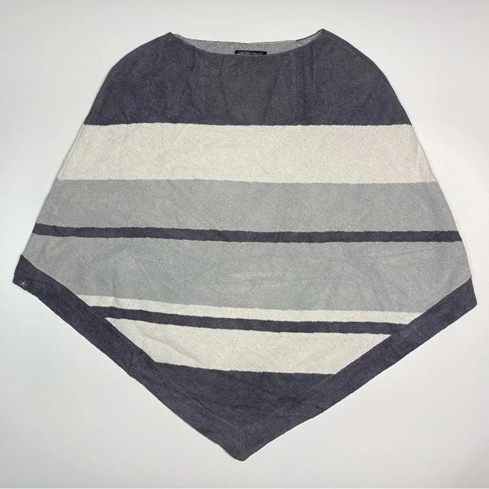 Barefoot Dreams Cozychic Ultra Lite OS Ocean Breeze Poncho Blue Water Stripe